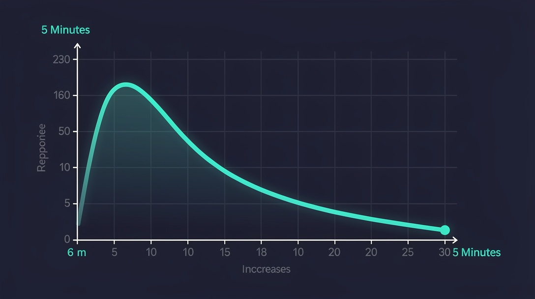 Chart showing lead conversion dropping as response time increases